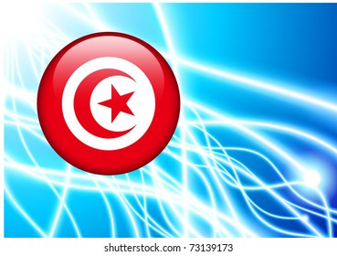 Tunisia Flag Button on Abstract Light Background Original Illustration