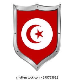 Tunisia flag button on a white background. Vector illustration.