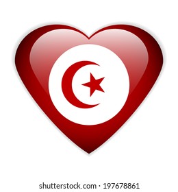 Tunisia flag button on a white background. Vector illustration.