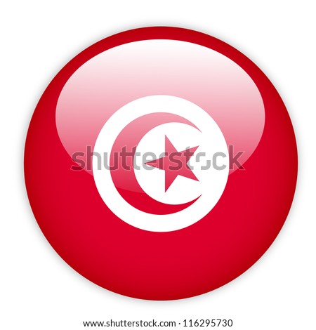 Tunisia flag button on white