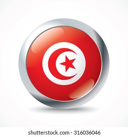 Tunisia flag button - vector illustration