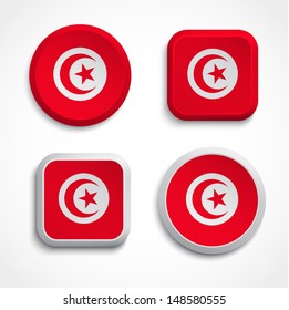 Tunisia flag buttons, vector illustration