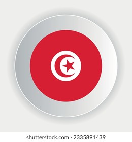 Tunisia flag in circle shape. official colors and proportions correctly. Vector illustration. eps 10.