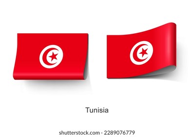 Tunisia Flag Clothing Label Tag. Illustration Flag of Tunisia, Country in Africa. Fabric Label Tag Concept Vector.