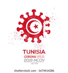 Tunisia flag with corona virus Symbol, (2019-nCoV), vector illustration.