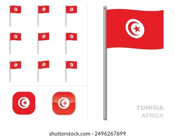 Tunesien Flagge Land Waving Animation App Icon Vektor