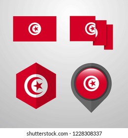 Tunisia flag design set vector