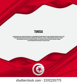 Tunisia flag design. Waving Tunisian flag made of satin or silk fabric. Vector Illustration.