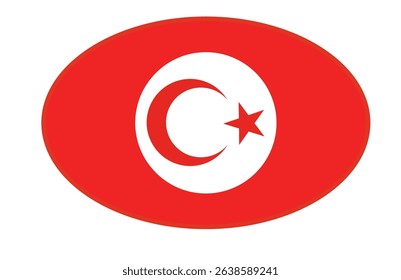 Tunisia flag ellipse shaped. vector	
