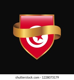 Tunisia flag Golden badge design vector