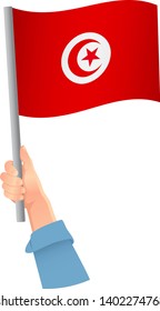 Tunisia flag in hand icon