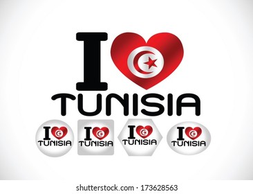 Tunisia flag and Heart icon