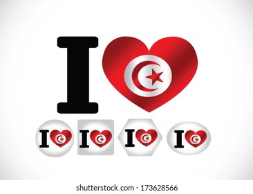 Tunisia flag and Heart icon