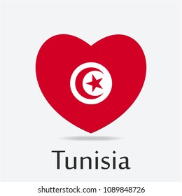 Tunisia Flag in Heart Shape