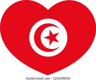 Tunisia flag in a Heart vector, sticker