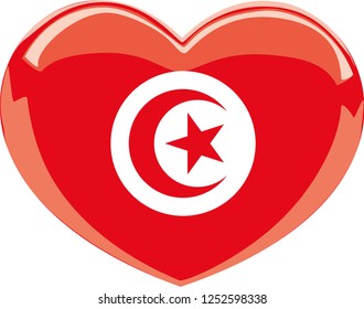 Tunisia flag in a Heart vector, sticker