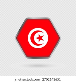 Bandera de Túnez en un marco hexagonal.