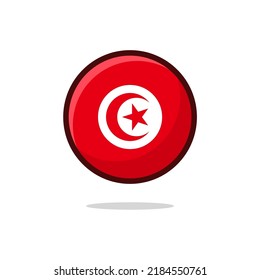 Icono de la bandera de Túnez. Estilo plano de la bandera de Túnez aislado en un fondo blanco - vector de stock.