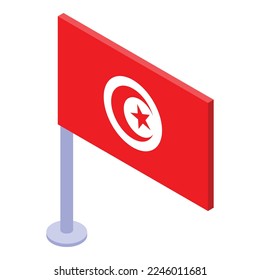 Tunisia flag icon isometric vector. City travel. House architecture