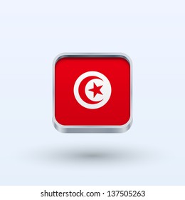 Tunisia flag icon square form on gray background. Vector illustration.