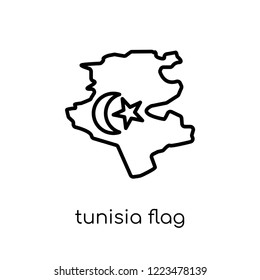 Tunisia flag icon. Trendy modern flat linear vector Tunisia flag icon on white background from thin line Country Flags collection, editable outline stroke vector illustration