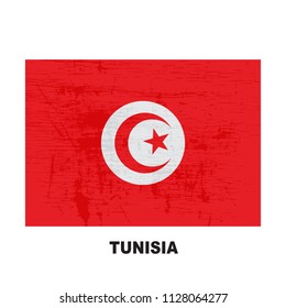Tunisia flag isolated on white background. Republic of Tunisia national symbol. Flat design collection.