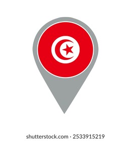 tunisia flag location pin, flag application, Flag on Location Pin, graphic design, map pointer, vector illustration.	