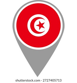 Tunisia flag location pin, Tunisia flag on location pin, Tunisia map pointer in high quality