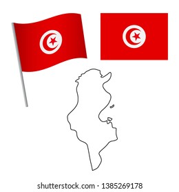 Tunisia flag and map. Patriotic background. National flag of Tunisia vector illustration