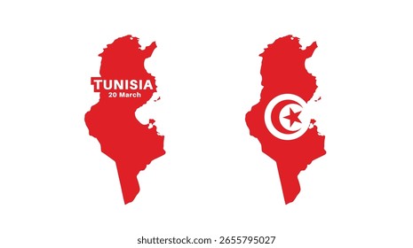  bandeira da tunísia e conjunto de mapas. bandeira da tunísia em cores e proporções oficiais., map