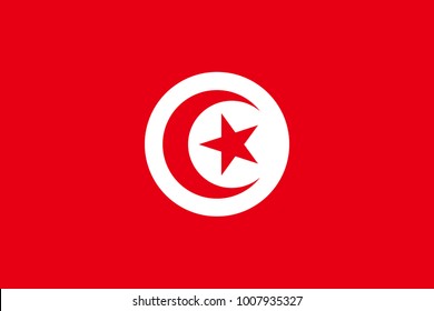 Tunisia flag with official colors and the aspect ratio of 2:3. Flat vector illustration. svg