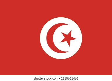 Tunisia flag with official colors and flat vector illustration.