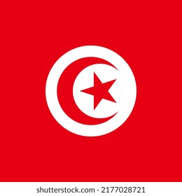 Tunisia flag, official colors. Vector illustration.