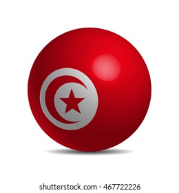 Tunisia flag on a 3d ball with shadow, vector illustration