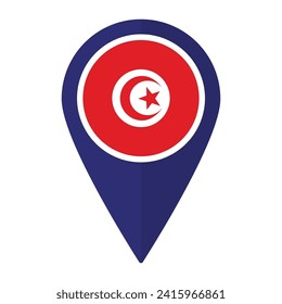 La bandera de Túnez en el icono de punto de referencia del mapa está aislada. Bandera de Túnez