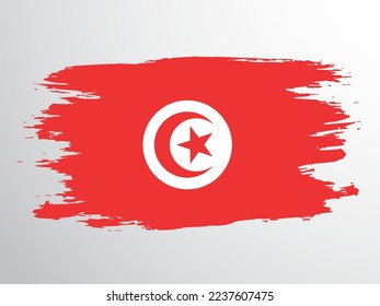 Tunisia flag painted with a brush. Vector flag of Tunisia.
