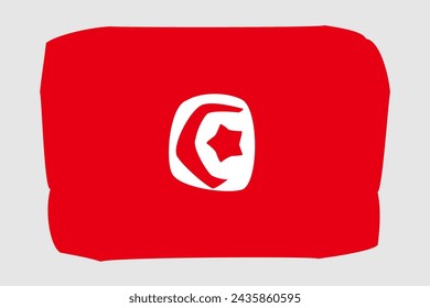 Tunisia flag - painted design vector illustration. Vector brush style