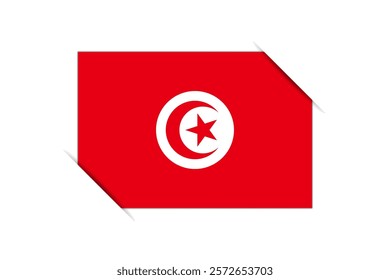 Tunisia flag - rectangle colorful flag representing a country cultural identity and heritage. The essence of national pride and unity. Attached by the corners in a paper album