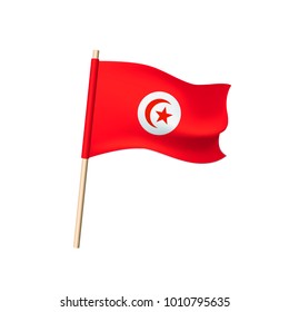 Tunisia flag (Red crescent and star on white circle on red background). Vector illustration