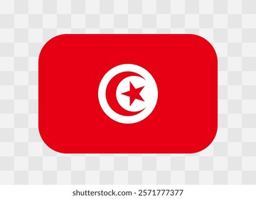 Tunisia flag - rounded rectangle colorful flag representing a country cultural identity and heritage. The essence of national pride and unity. Vector flag on transparent background.