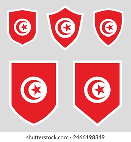 Tunisia Flag Set in Shield Frame