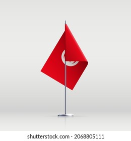 Tunisia flag state symbol isolated on background national banner. Greeting card National Independence Day of the republic of Tunisia. Illustration banner with realistic state flag.