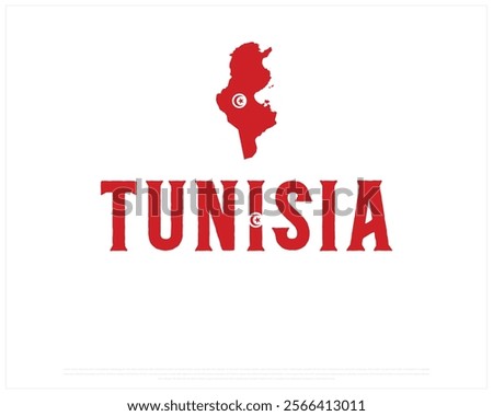 TUNISIA flag Typography with map flag on a white background, Vector design of TUNISIA flag typography, Map of Tunisia, National Day Design, TUNISIA Day design