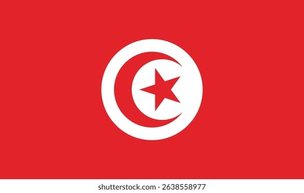 Tunisia flag vector illustration isolated on background. Country in Southern Africa. Patriotic symbol: Tunisia national emblem.