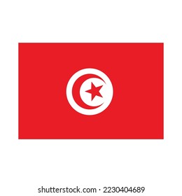 Ilustración del vector de la bandera de Túnez sobre fondo blanco 