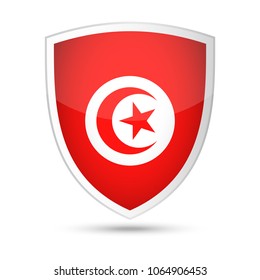Tunisia Flag Vector Shield Icon - Illustration