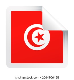 Tunisia Flag Vector Square Corner Paper Icon - Illustration