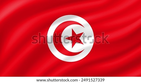 Tunisia flag waving. Background. Vector