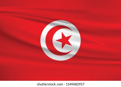 tunisia flag with waving effect