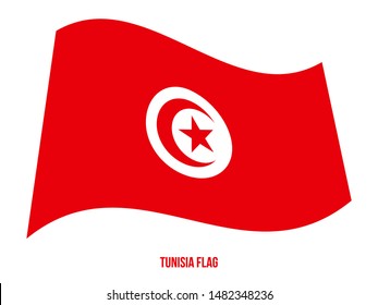 Tunisia Flag Waving Vector Illustration on White Background. Tunisia National Flag.